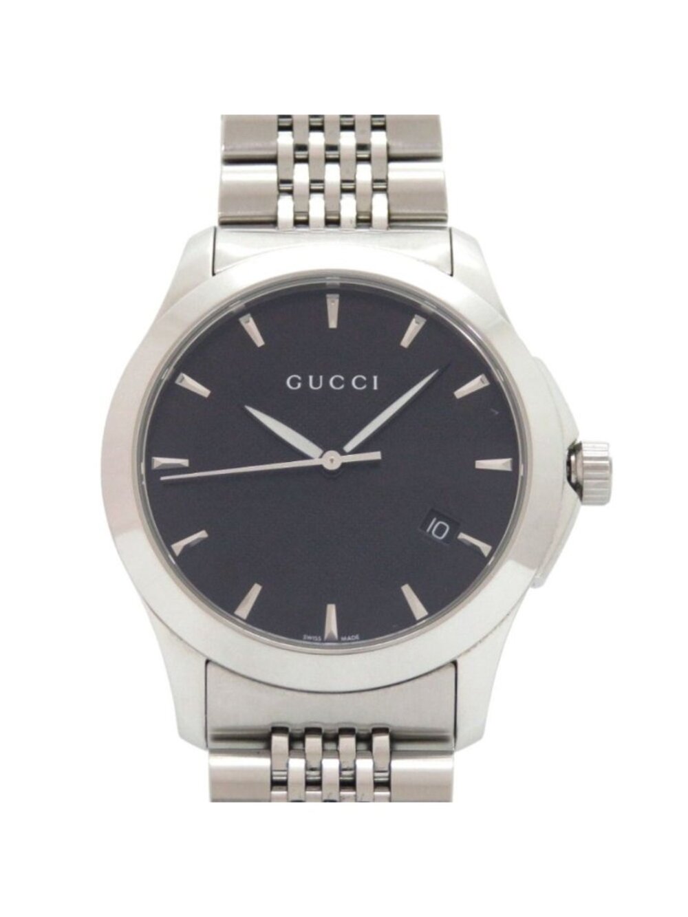 Gucci G-Timeless 126.4 SS Black Silver Quartz Watch Dial